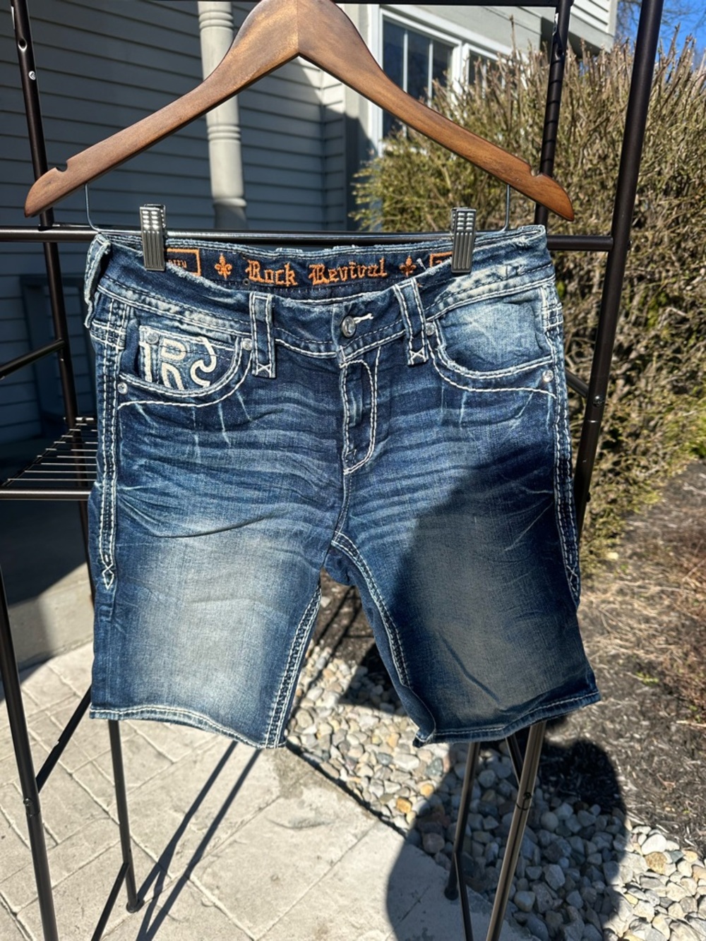 Rock Revival Bermuda Denim Shorts - Dark Blue